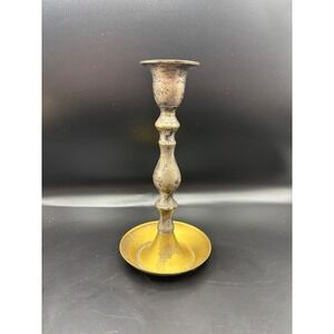 Vintage Leonard Silver Plated Brass Candlestick Holder Made in India 7.25 Inch